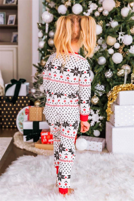 Girl's Snowflake Pattern Top and Pants Set